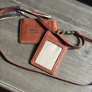 American Leather Co. Brown Leather Lanyard & I’d Holder